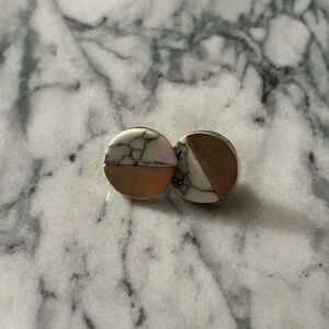 Gold and Marble Stud Earrings